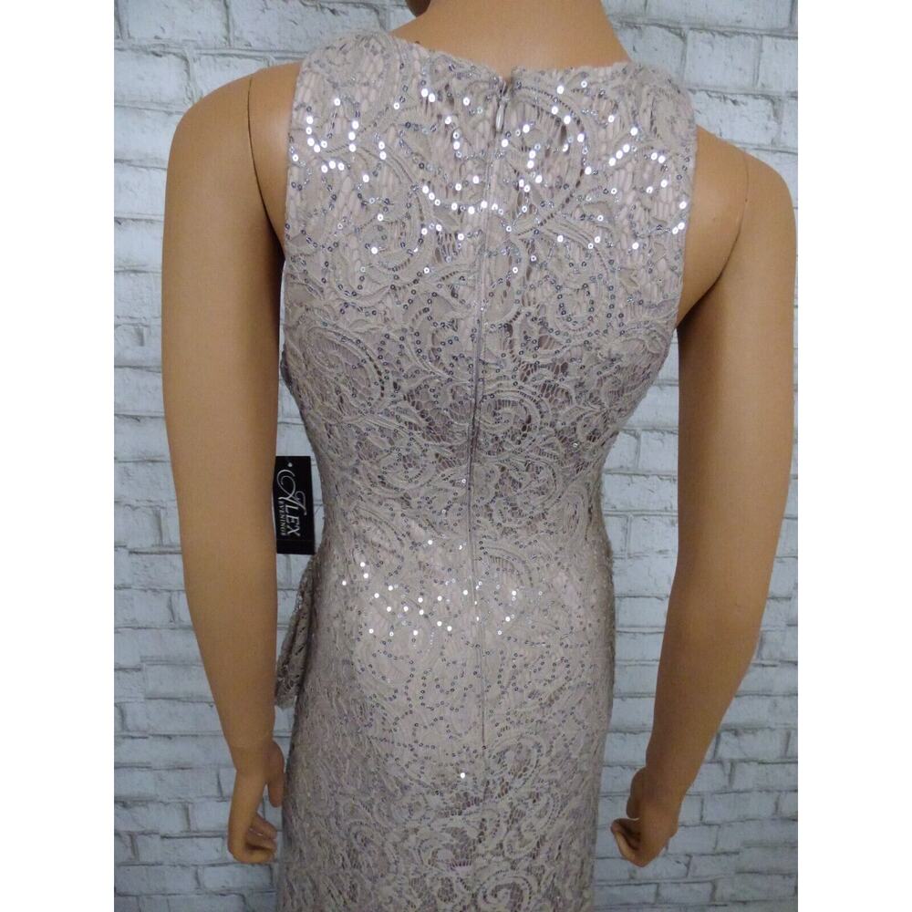 Alex Evenings Mother of Bride Ruffle Sequin Lace Gown in Buff 4 NEW - Picture 13 of 15